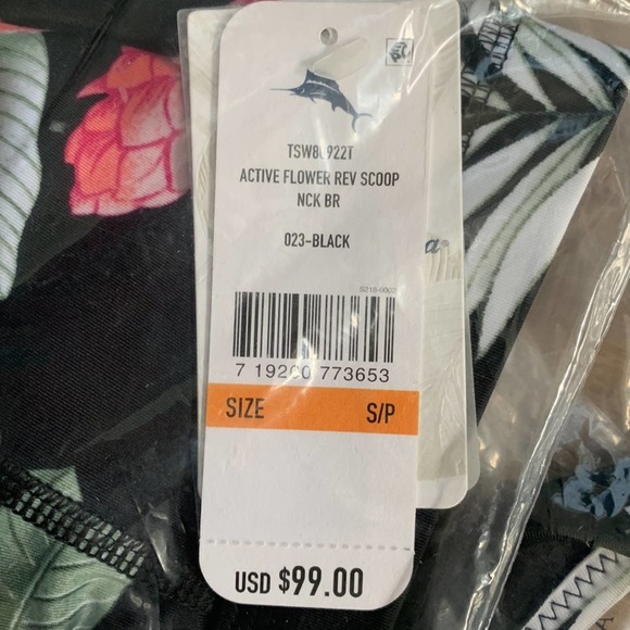 Tommy Bahama Island Active Ginger Flowers Reversible Scoop Neck Bra Swim Top - Picture 6 of 9